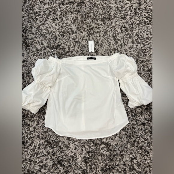 Banana Republic Off-Shoulder White Poplin Blouse super stretch shirt💥NEW - Picture 6 of 16